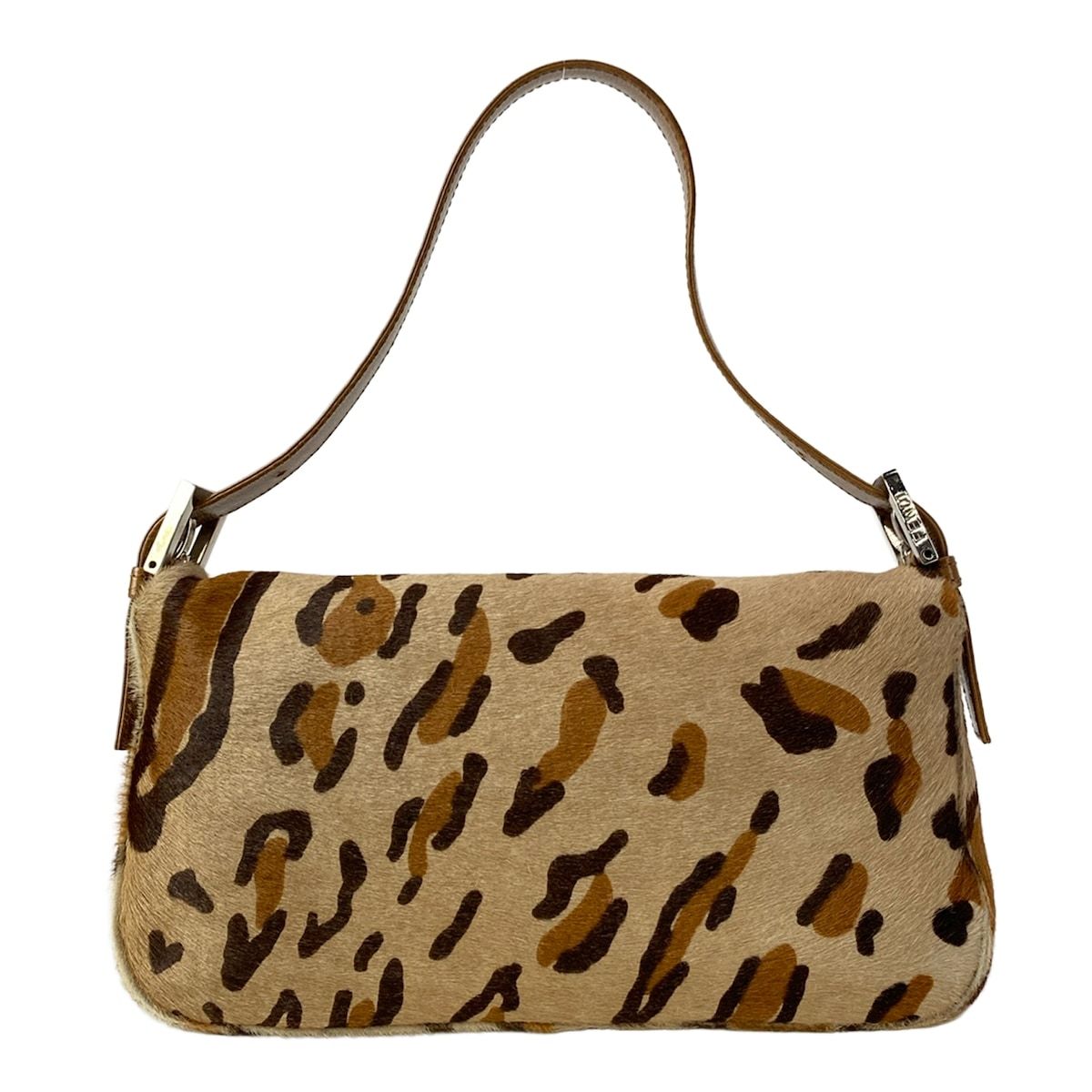 Fendi Handbag Mamma Bucket Beige Light Brown Dark Leopard Print Leather — view 3