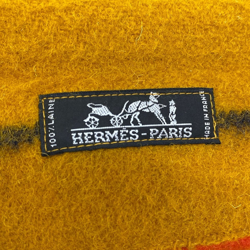 Hermes Shoulder Bag Ali Nuro Cover Dark Yellow Red Dark Navy Border Wool — view 8