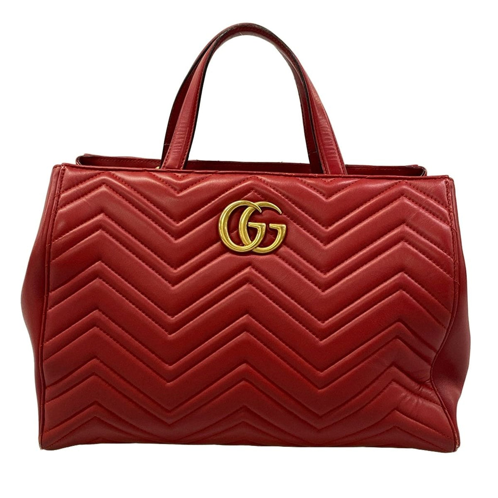 Gucci Tote GG Marmont Red Quilted Leather