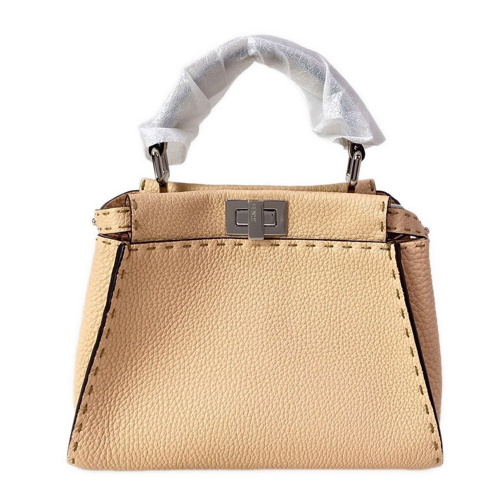 Fendi Handbag Peekaboo Iconic Smallselleria Pink Beige Leather