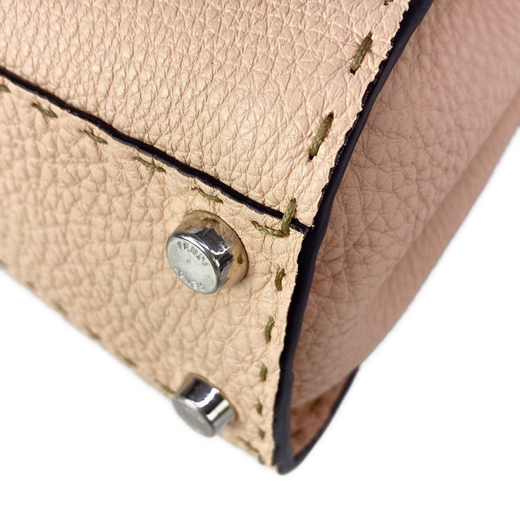 Fendi Handbag Peekaboo Iconic Smallselleria Pink Beige Leather — view 7