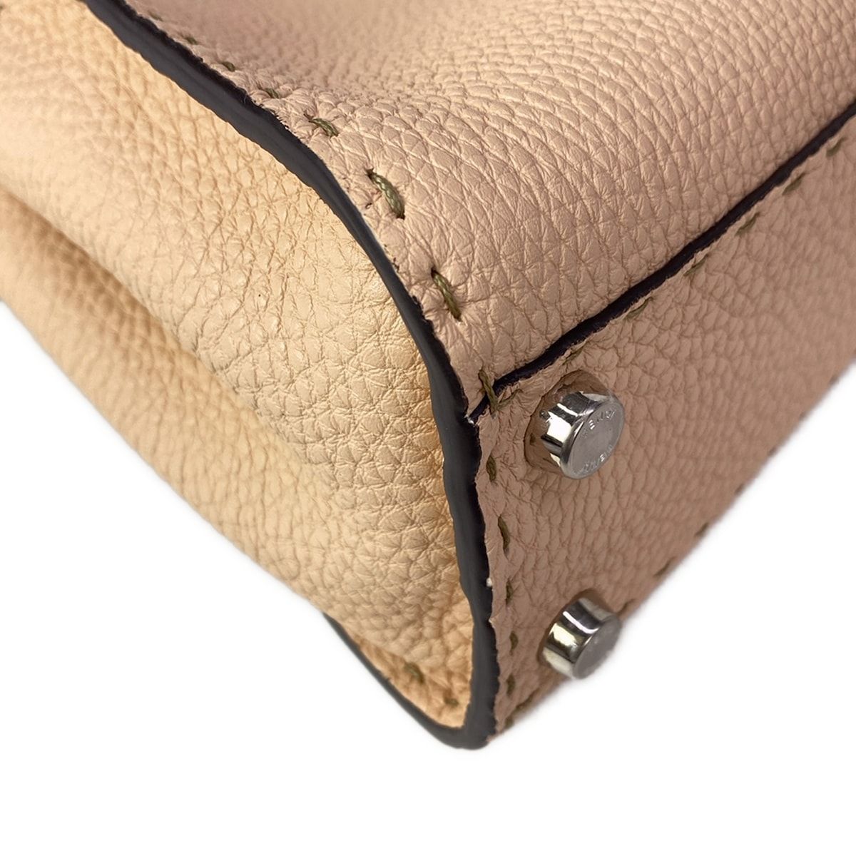 Fendi Handbag Peekaboo Iconic Smallselleria Pink Beige Leather — view 6