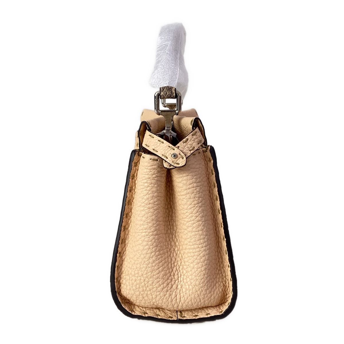 Fendi Handbag Peekaboo Iconic Smallselleria Pink Beige Leather — view 4