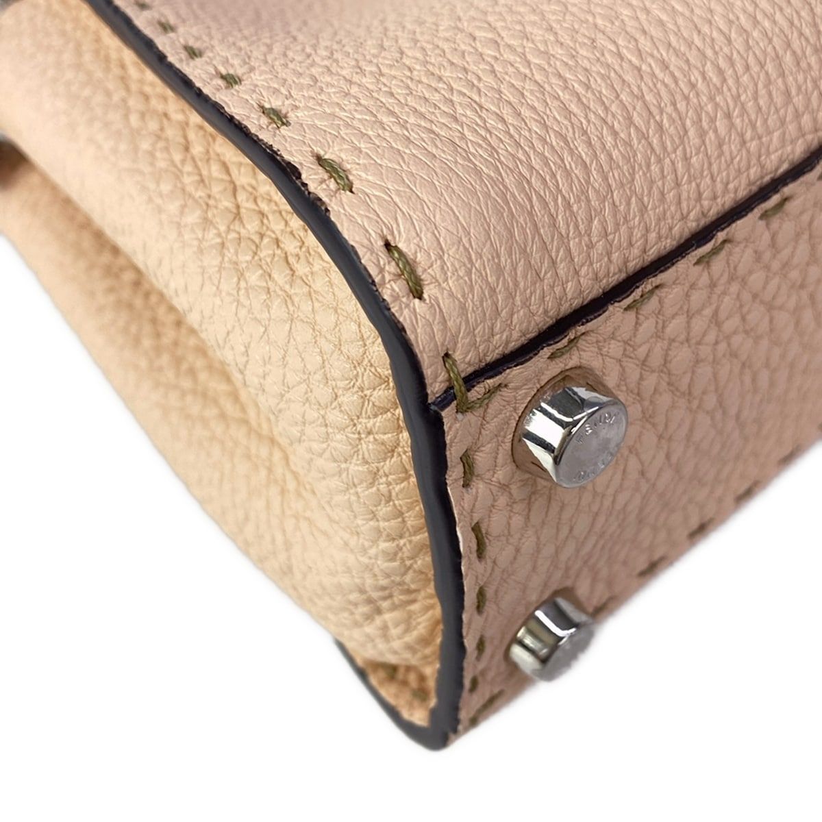Fendi Handbag Peekaboo Iconic Smallselleria Pink Beige Leather — view 8