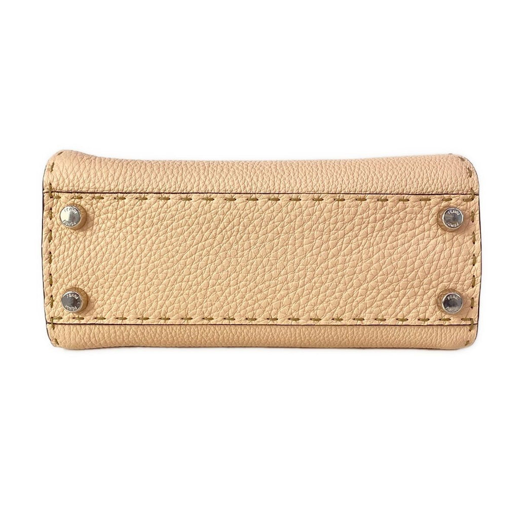 Fendi Handbag Peekaboo Iconic Smallselleria Pink Beige Leather — view 5