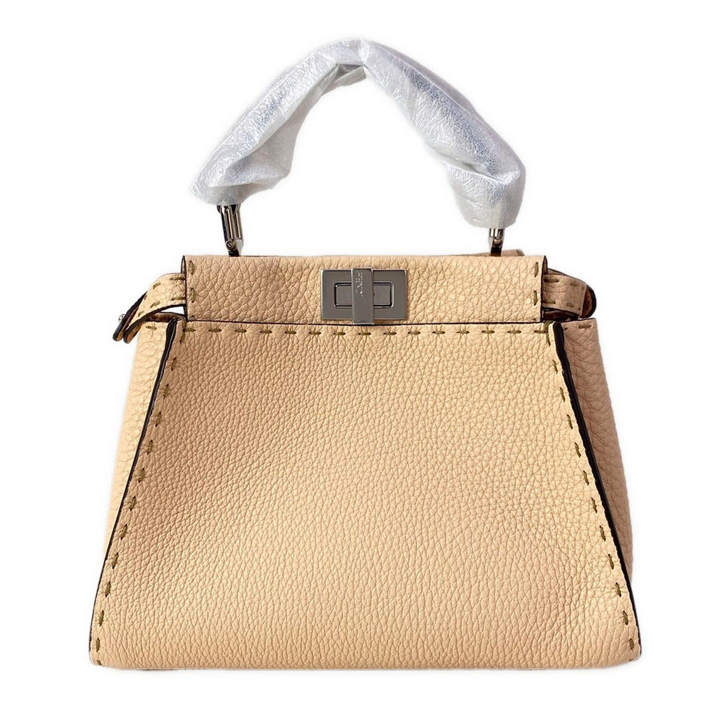 Fendi Handbag Peekaboo Iconic Smallselleria Pink Beige Leather — view 3