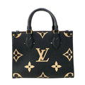 Louis Vuitton Tote Monogram Empreinte On The Go PM Black Beige Leather Cowhide