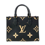 Louis Vuitton Tote Monogram Empreinte On The Go PM Black Beige Leather Cowhide