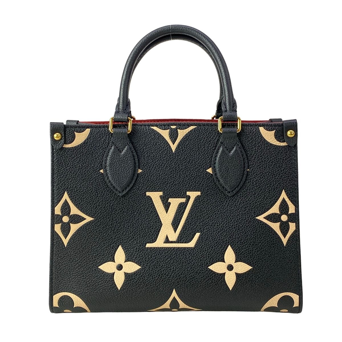 Louis Vuitton Tote Monogram Empreinte On The Go PM Black Beige Leather Cowhide — view 3