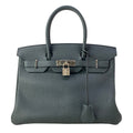 Hermes Handbag Birkin 30 Blue Au Champagne Silver