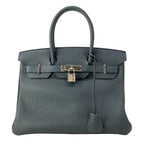 Hermes Handbag Birkin 30 Blue Au Champagne Silver