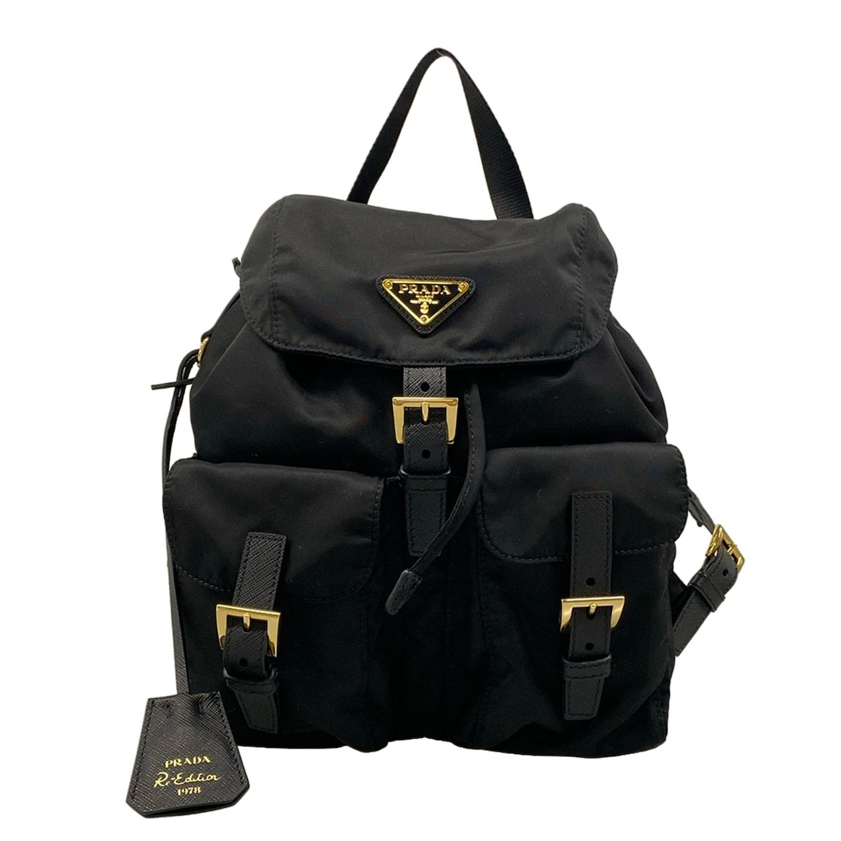 Prada Backpack Black Re Edition Leather