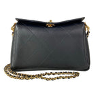 Chanel Shoulder Bag Quilted Black Metal Chain Gold