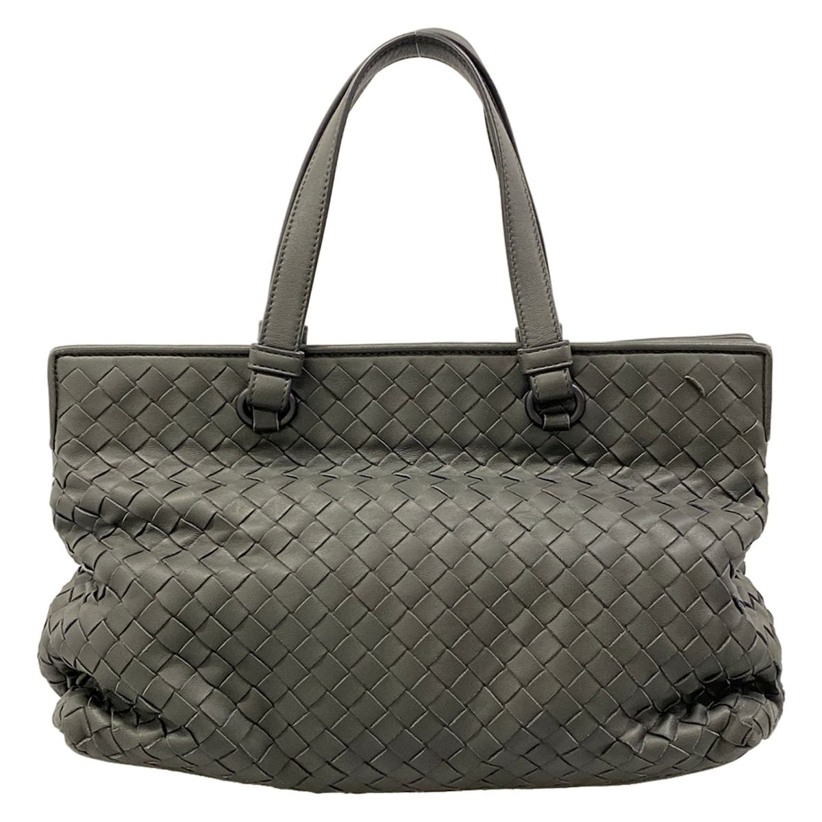 Bottega Veneta Handbag Intrecciato Gray Leather