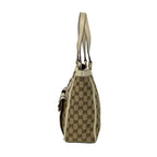 Gucci Shoulder Bag GG Pattern Ivory Brown Leather — view 4