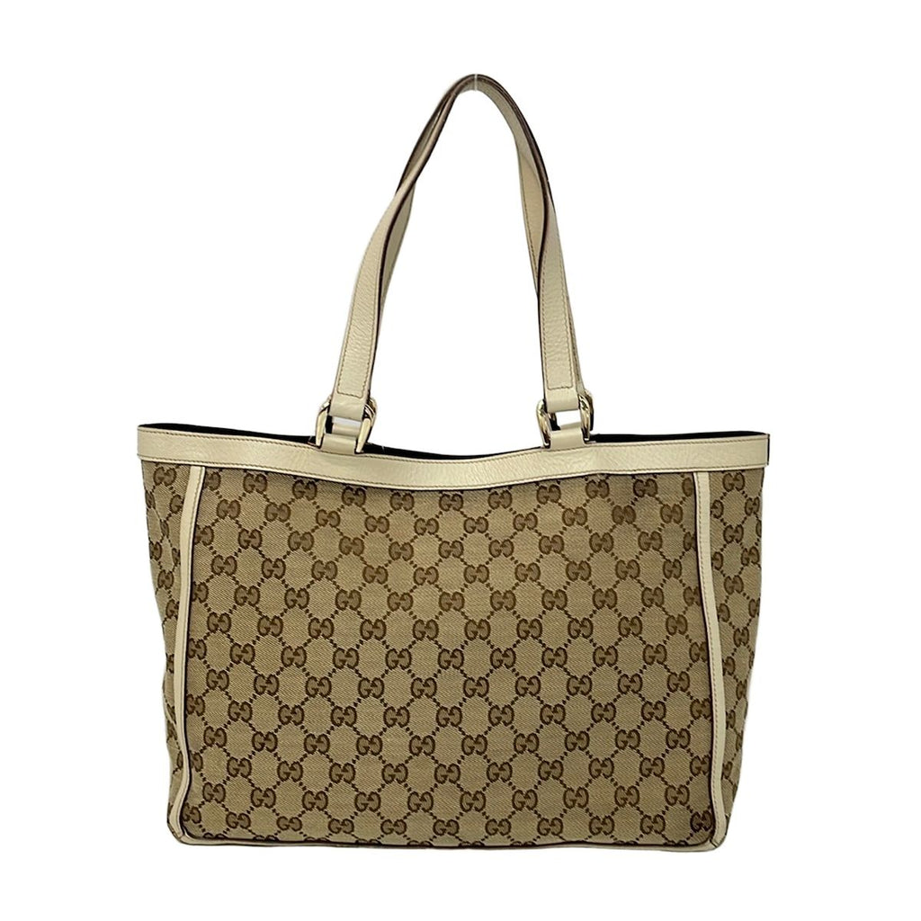 Gucci Shoulder Bag GG Pattern Ivory Brown Leather — view 3