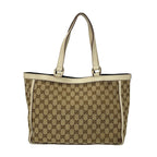 Gucci Shoulder Bag GG Pattern Ivory Brown Leather — view 3