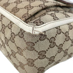 Gucci Shoulder Bag GG Pattern Ivory Brown Leather — view 6