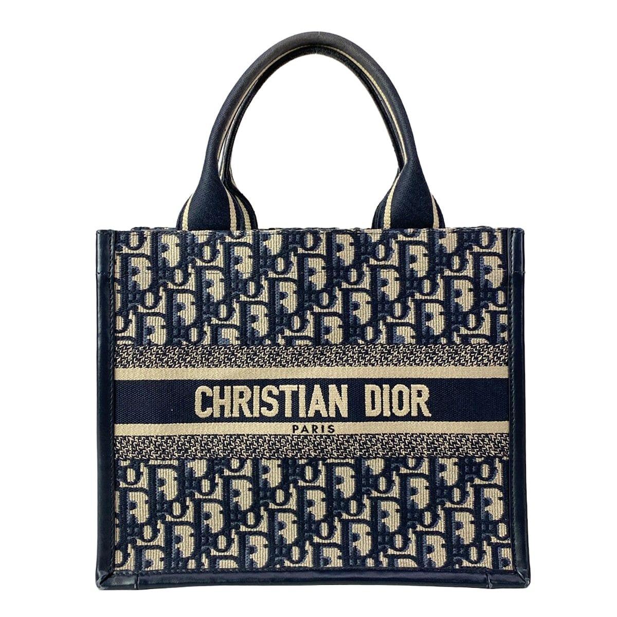Dior Handbag Book Tote Small Navy Leather