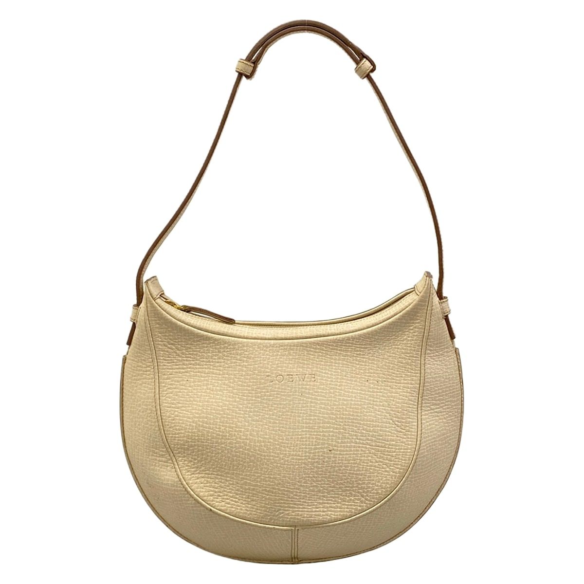 Loewe Shoulder Bag Beige Embossed 2-Way Leather