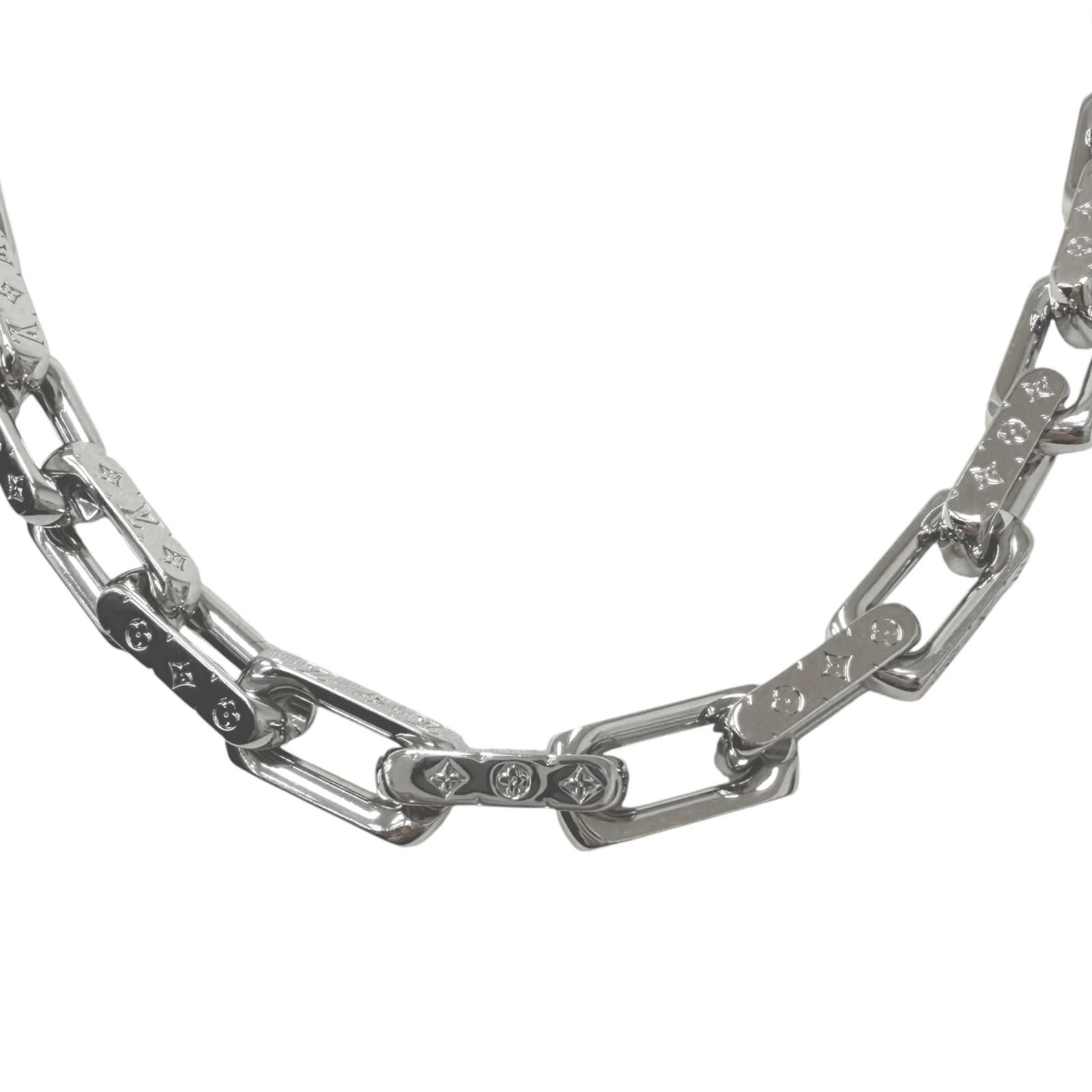 Louis Vuitton Collier Chain Monogram Necklace Silver