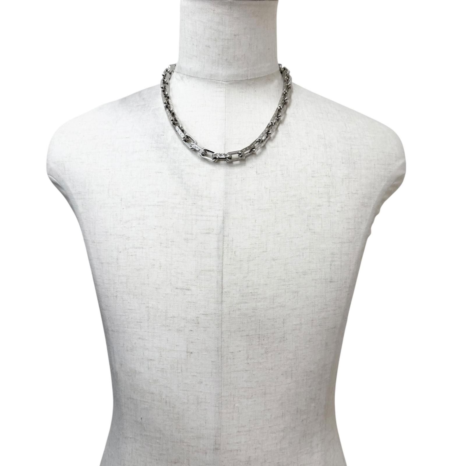 Louis Vuitton Collier Chain Monogram Necklace Silver — view 3