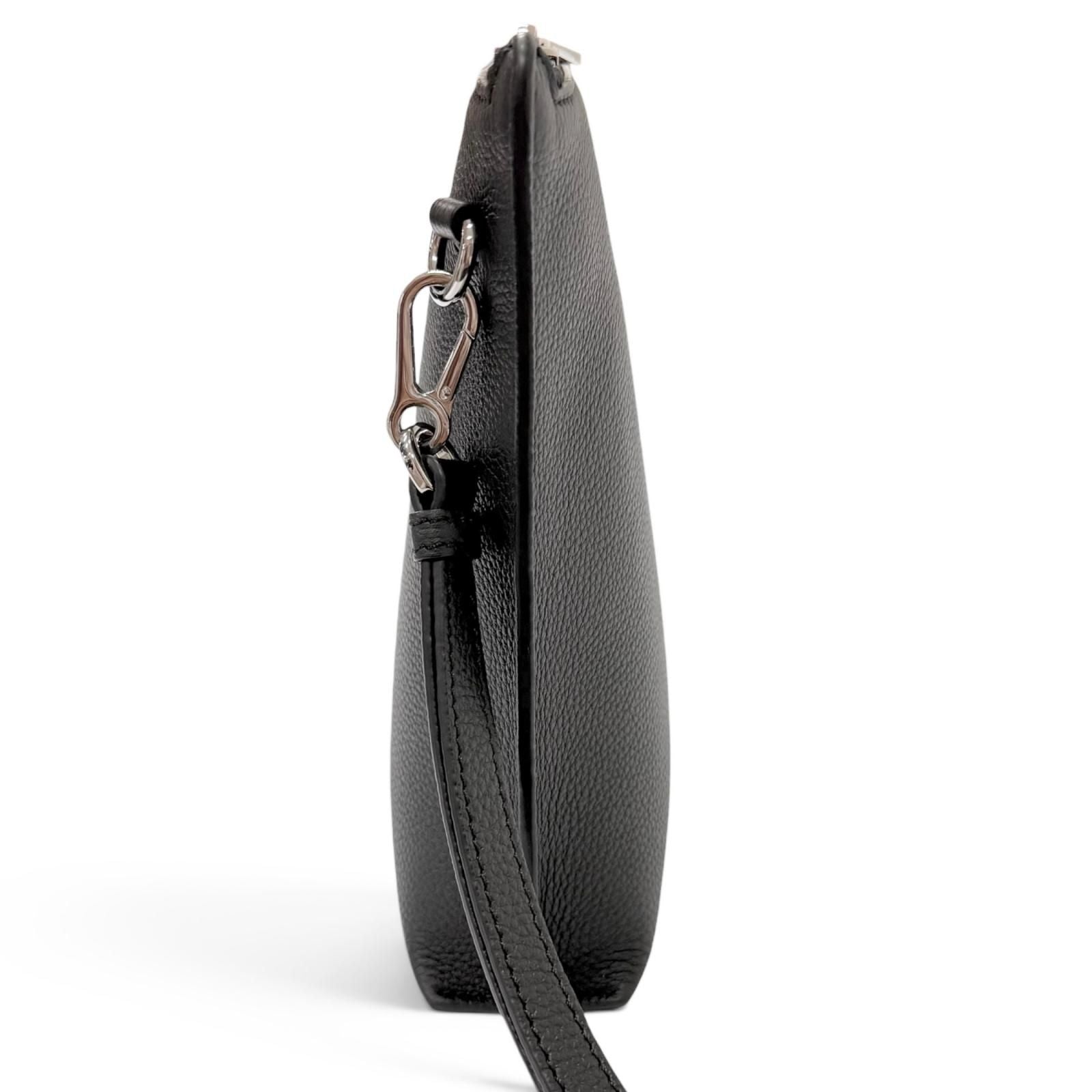 Loewe Leather Anagram Embossed Logo L Zip Pouch Clutch Black — view 3
