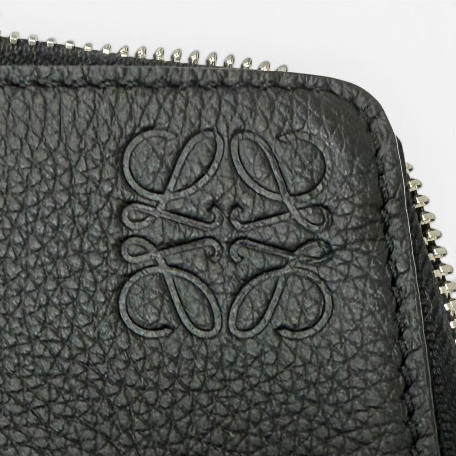 Loewe Leather Anagram Embossed Logo L Zip Pouch Clutch Black — view 9