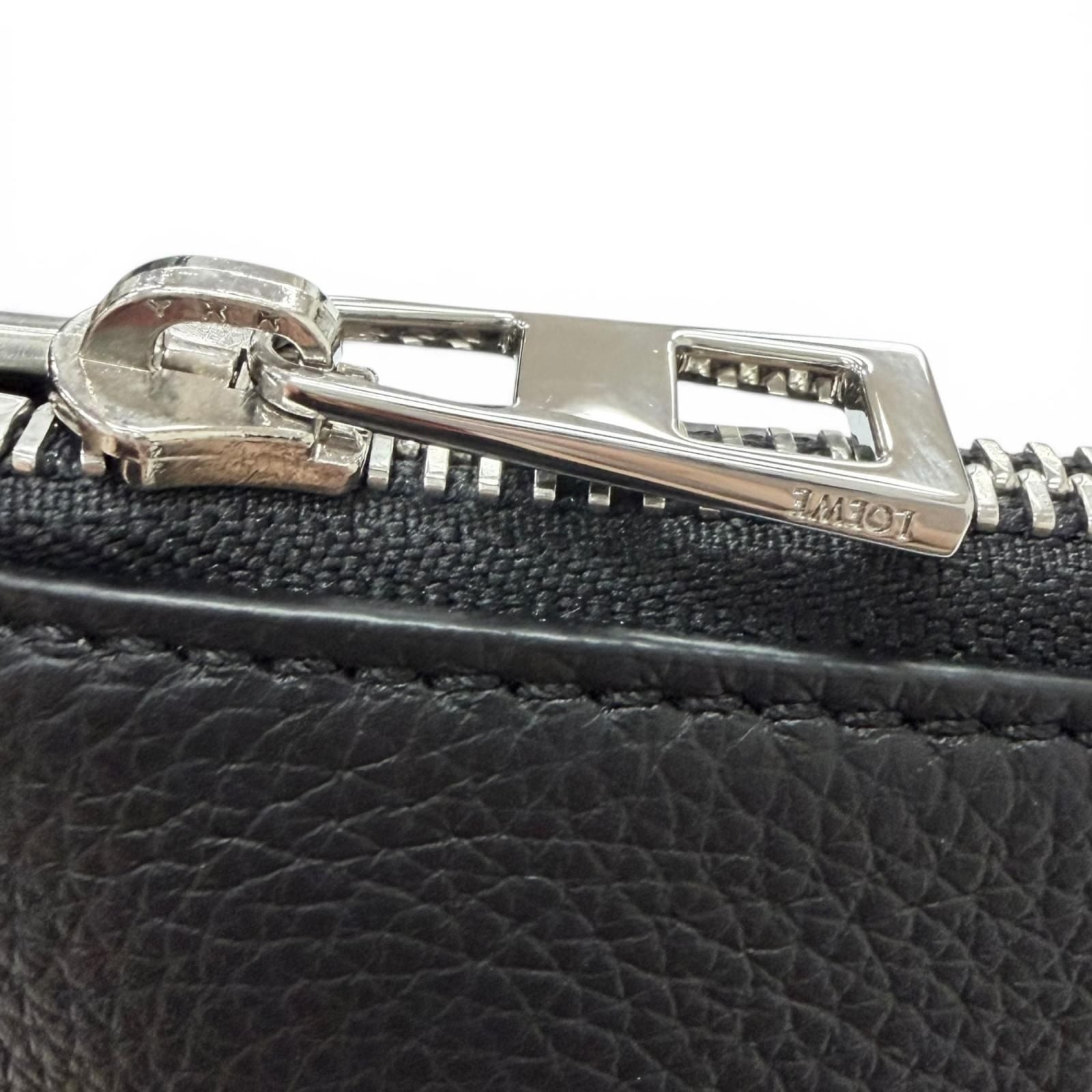 Loewe Leather Anagram Embossed Logo L Zip Pouch Clutch Black — view 8