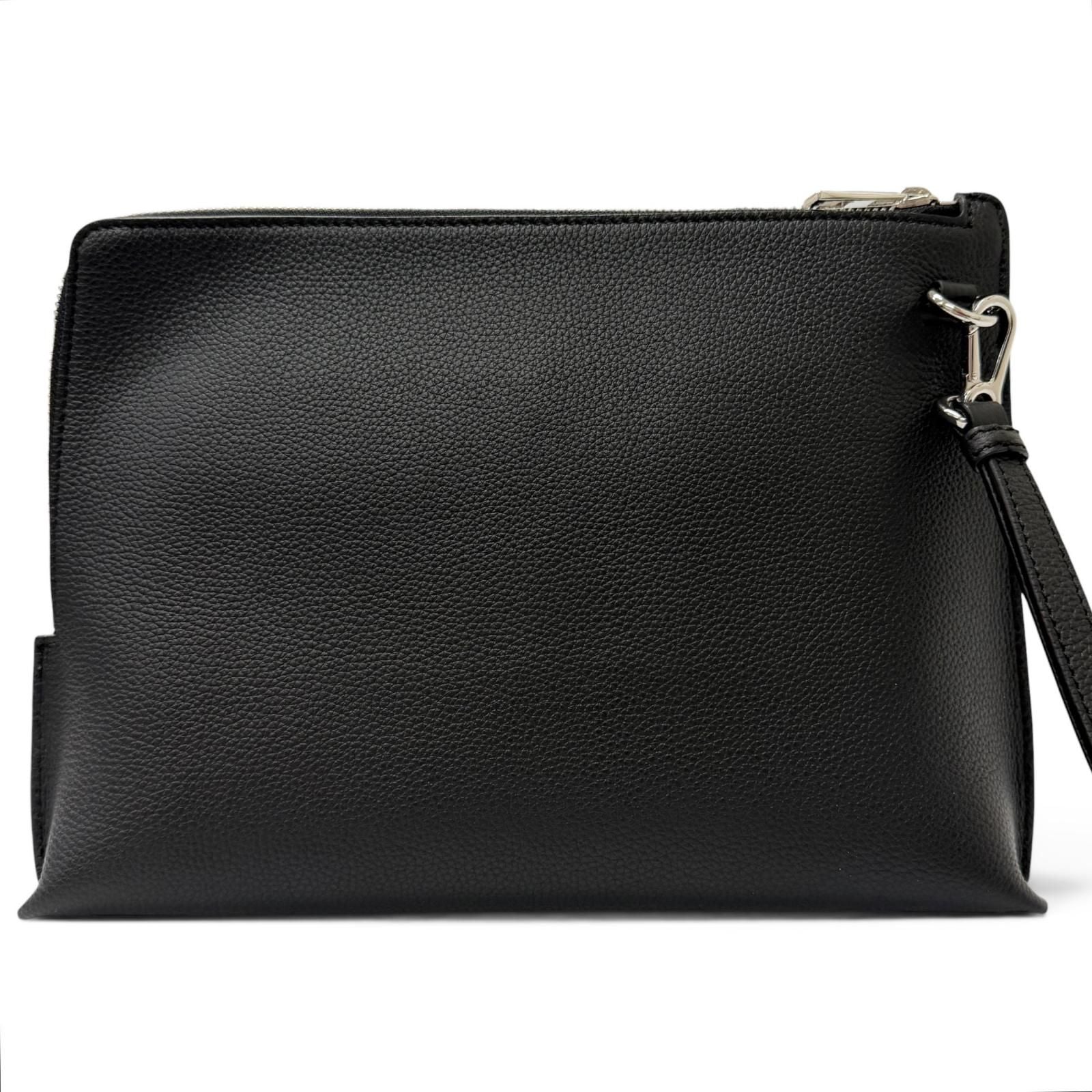 Loewe Leather Anagram Embossed Logo L Zip Pouch Clutch Black — view 2