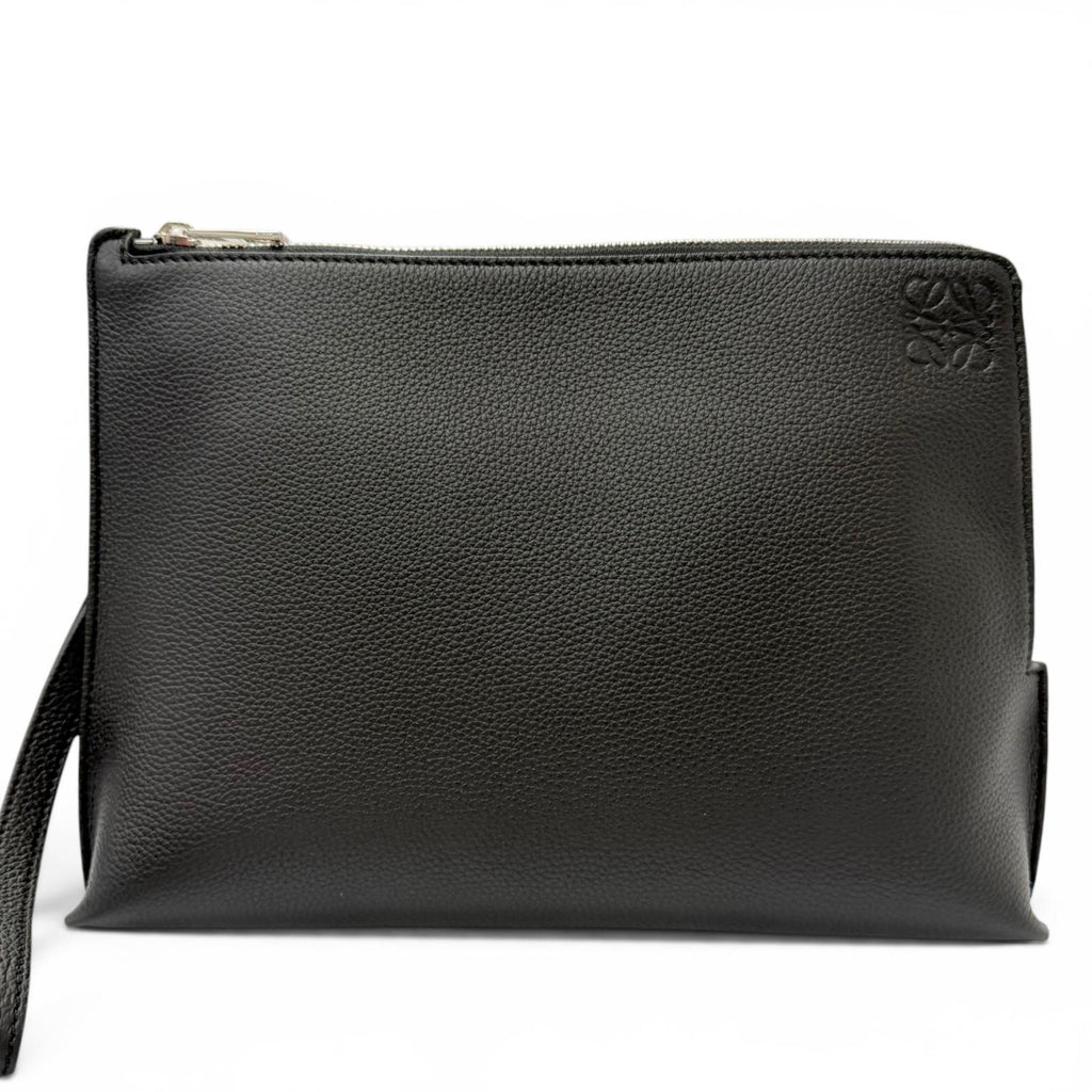 Loewe Leather Anagram Embossed Logo L Zip Pouch Clutch Black