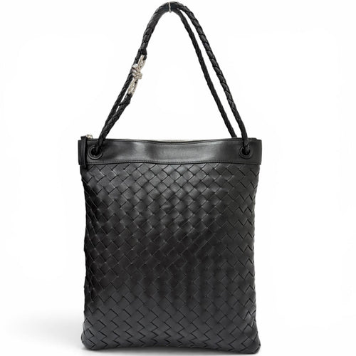Bottega Veneta Andiamo Leather Intrecciato Messenger Flat Shoulder