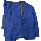 Hermes Wool Peak Lapel Single Three Piece Suit Blue