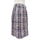Chanel Coco Button Lame Thread Sequins Mohair Blend Tweed Skirt Purple 36 — view 3