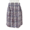 Chanel Coco Button Lame Thread Sequins Mohair Blend Tweed Skirt Purple 36