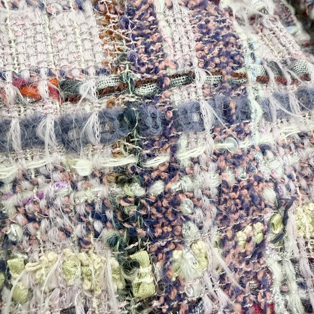 Chanel Coco Button Lame Thread Sequins Mohair Blend Tweed Skirt Purple 36 — view 7
