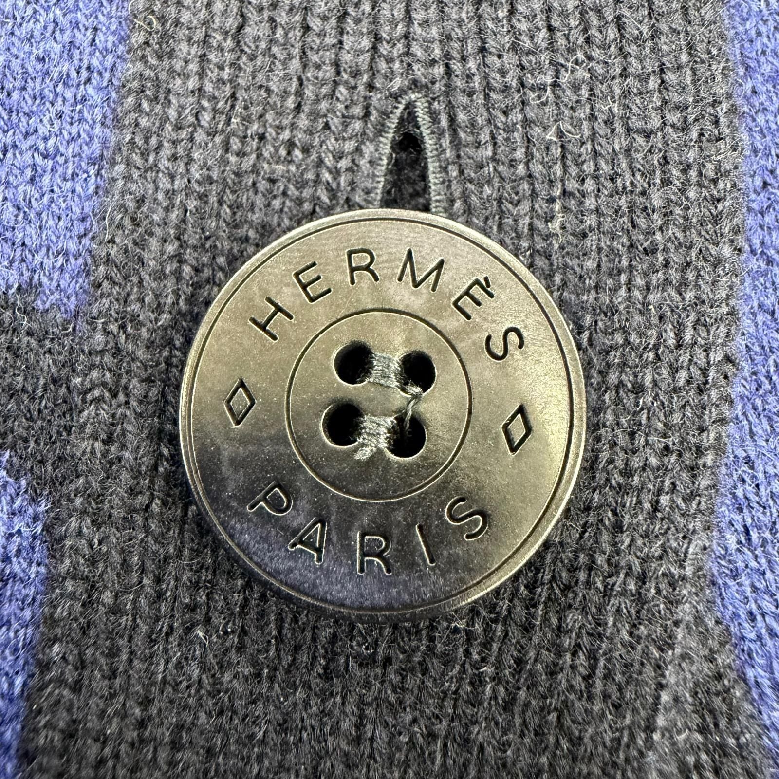 Hermes la Promenade du Matin Morning Walk Cashmere Logo Button Long Sleeve — view 6