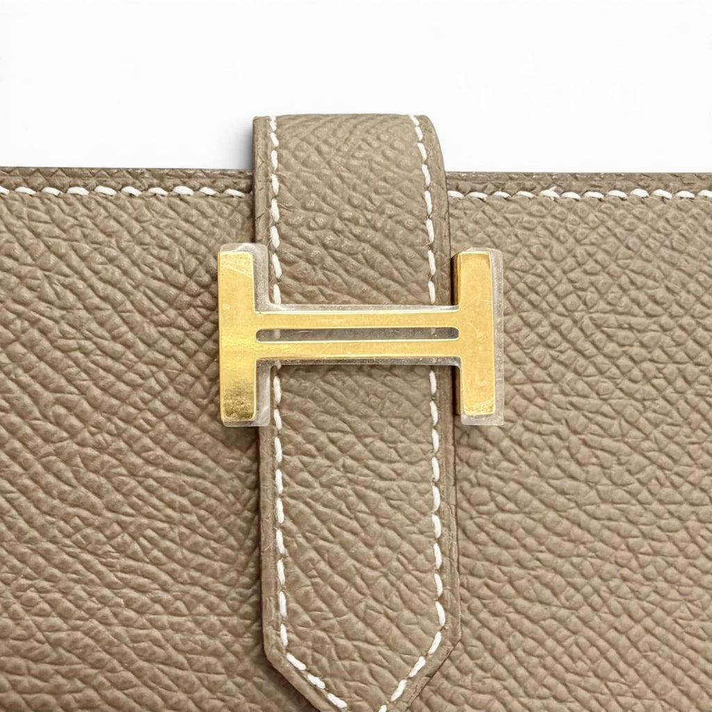 Hermes Bearn Souffle Veau Epsom Etoupe Gold Bifold Wallet — view 9