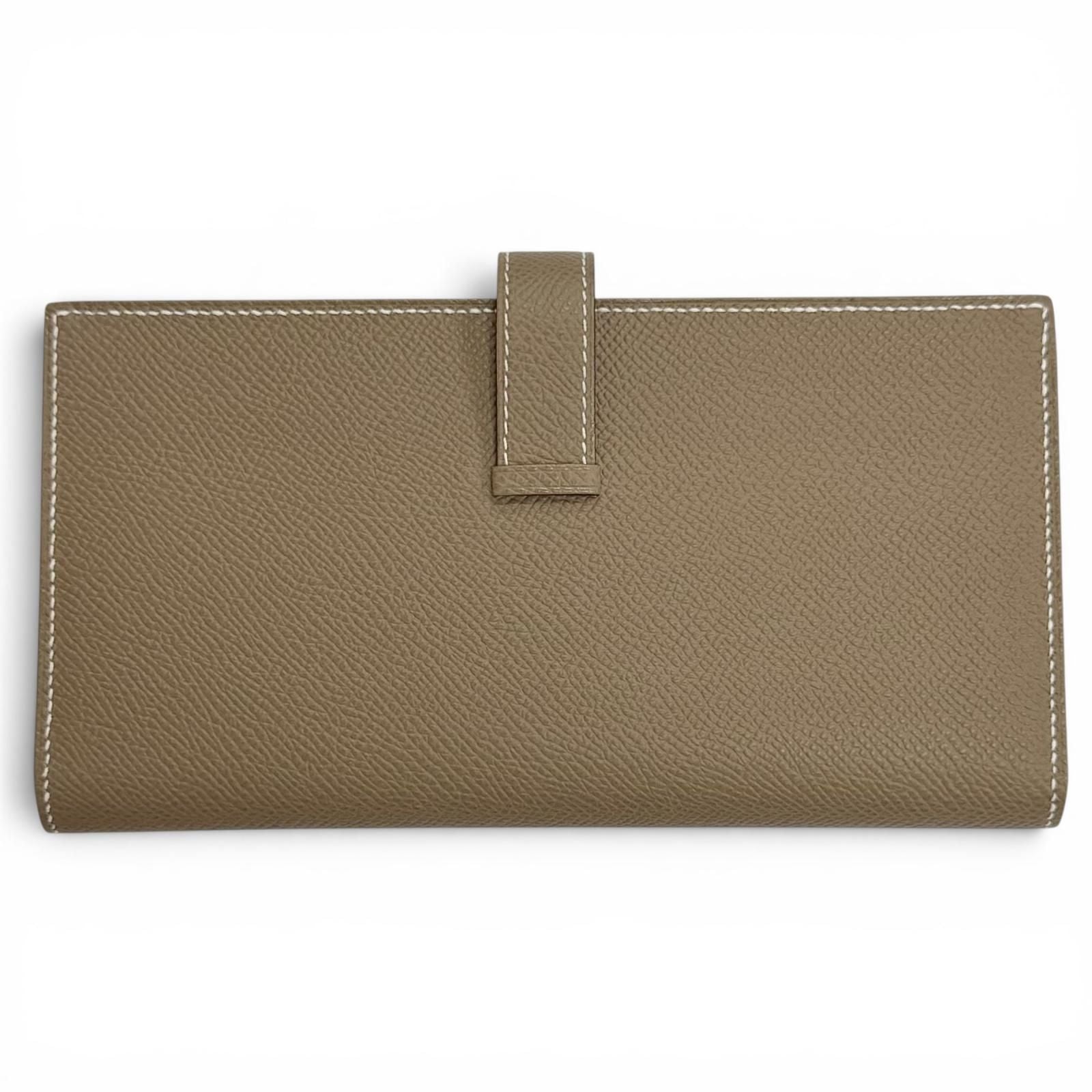 Hermes Bearn Souffle Veau Epsom Etoupe Gold Bifold Wallet — view 3