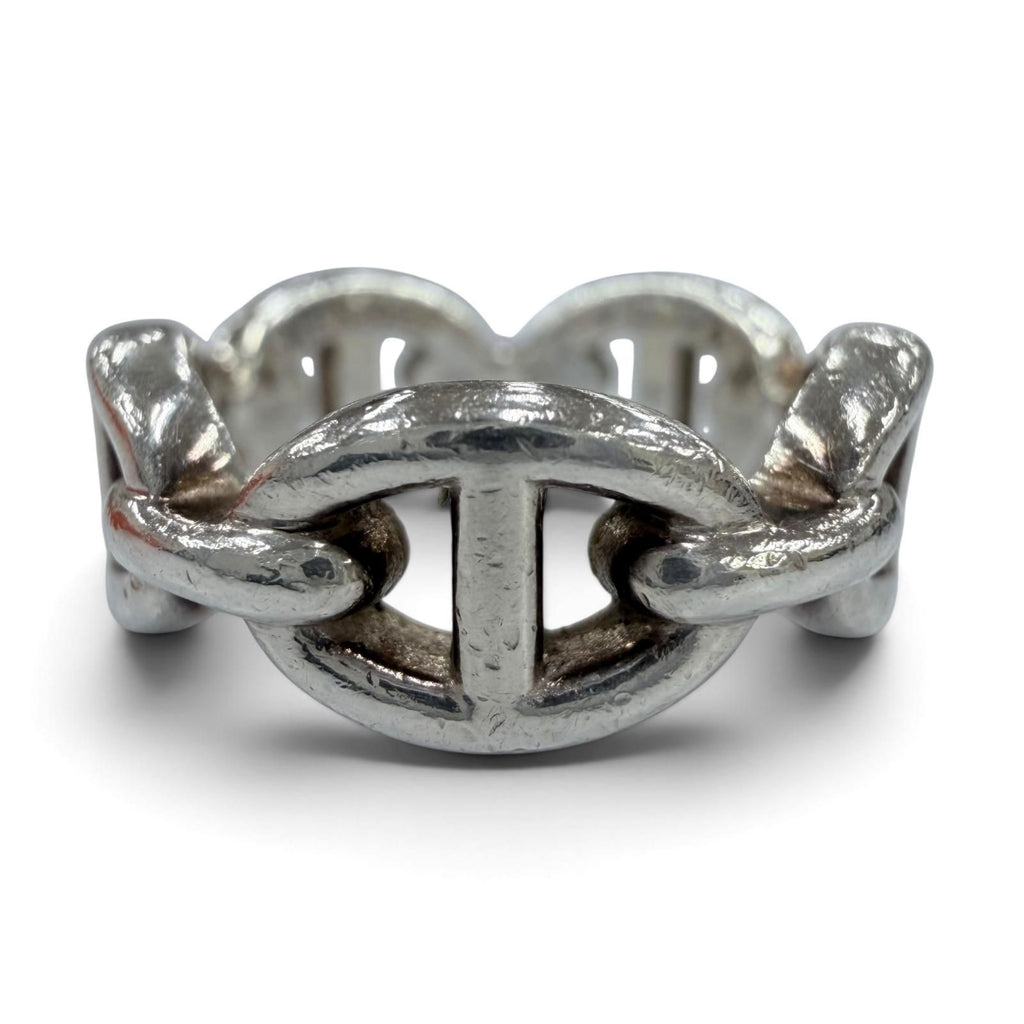 Hermes Enchainee PM Chaine D'ancre Ring Silver