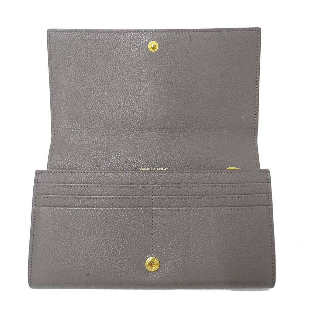 Saint Laurent Wallet Leather Gray Logo Simple — view 5