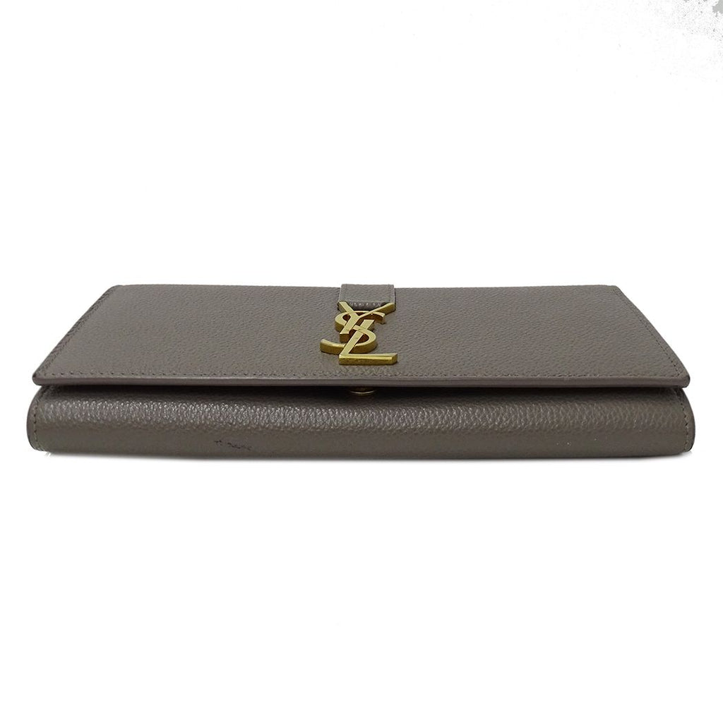 Saint Laurent Wallet Leather Gray Logo Simple — view 3