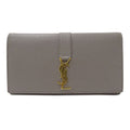 Saint Laurent Wallet Leather Gray Logo Simple