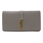 Saint Laurent Wallet Leather Gray Logo Simple