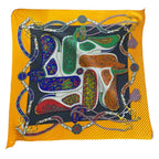 Hermes Festival Pleats Carre Scarf All Over Pattern Silk Yellow Multicolor — view 6