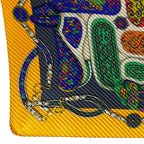 Hermes Festival Pleats Carre Scarf All Over Pattern Silk Yellow Multicolor — view 2