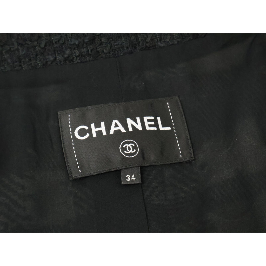 Chanel CC Logo Button Tweed Collarless Jacket 34 — view 5
