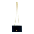 Prada Leather Saffiano Chain Wallet Black Shoulder
