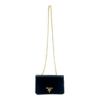 Prada Leather Saffiano Chain Wallet Black Shoulder