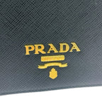 Prada Leather Saffiano Chain Wallet Black Shoulder — view 8